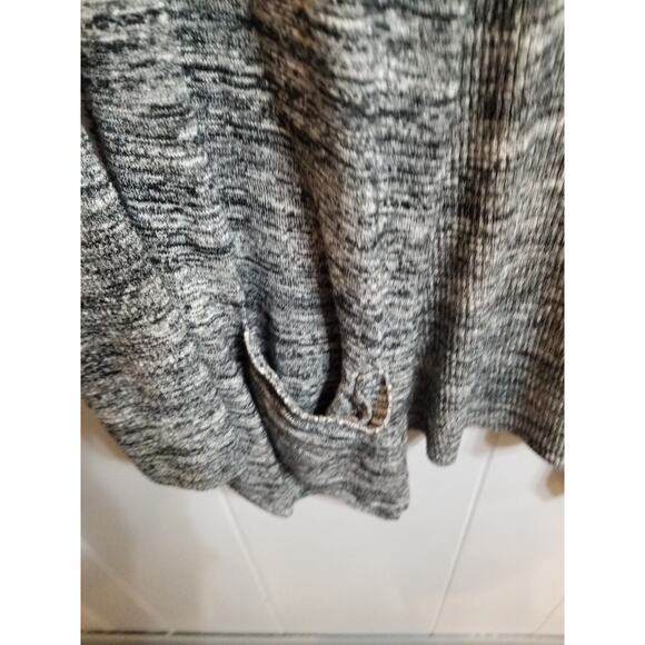 Loft Women's Sz Med‎ Petite Black/White Heathered Ribbed Open front Lightweight - Picture 3 of 9